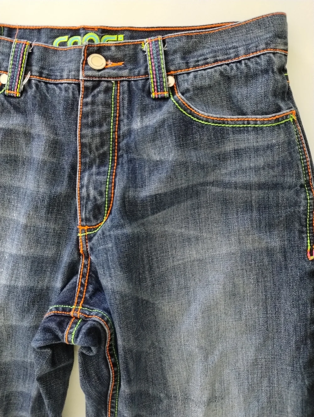 Coogi Men's Pants Y2K Spellout Denim Distressed Embroidered Size 34x 33 - Picture 12 of 14